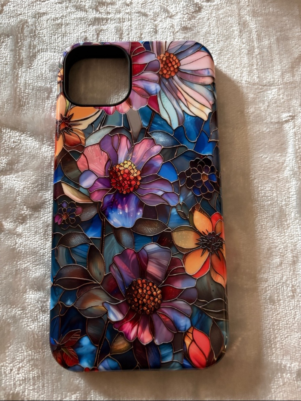 iPhone 14 Plus (6.7) Floral Stained-Glass Style Phone Case - Multicolor